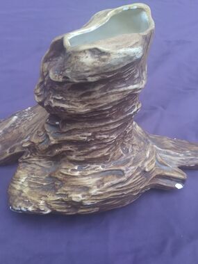 Arnels Mcm Brown Tree-Stump Ceramic Vase - Rustic Home Accent